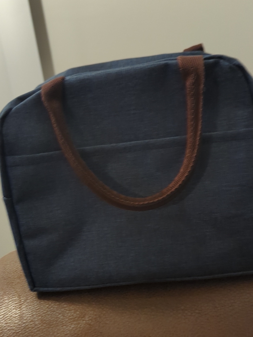 Navy Canvas Lunch Bag For Hot And Cold Food.